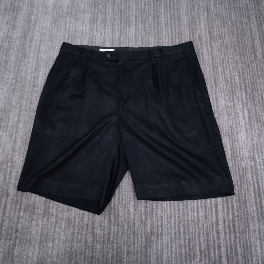 Cutter &‎ Buck Mens 40 CB DryTec Luxe Black Pleated Golf Shorts Moisture Wicking